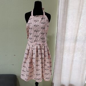 NWOT Deborah Connolly Pink Apron with Black Script
